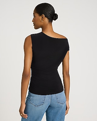 Matte Jersey Draped Off The Shoulder Tee