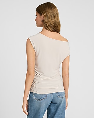 Matte Jersey Draped Off The Shoulder Tee