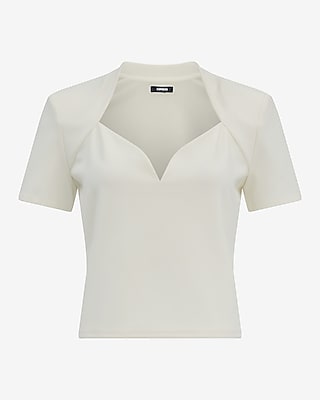 Studio Stretch Crepe Sweetheart V-Neck Short Sleeve Tee