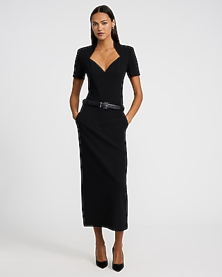 Studio Stretch Crepe Sweetheart V-Neck Short Sleeve Tee