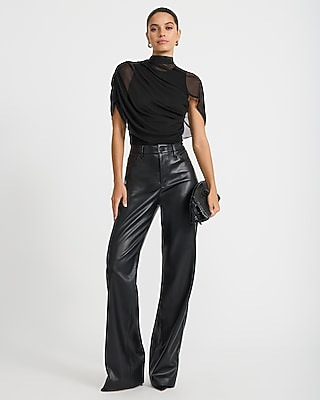 Layered Mesh Mock Neck Draped Top