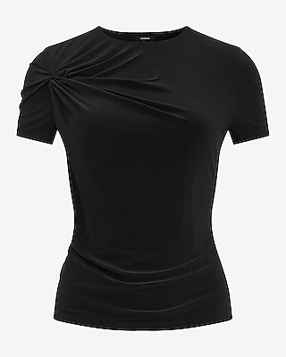 Crew Neck Short Sleeve Twist Front Tee