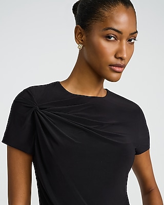 Crew Neck Short Sleeve Twist Front Tee