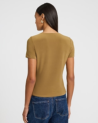 Short Sleeve Twist Front Gold Hardware Tee