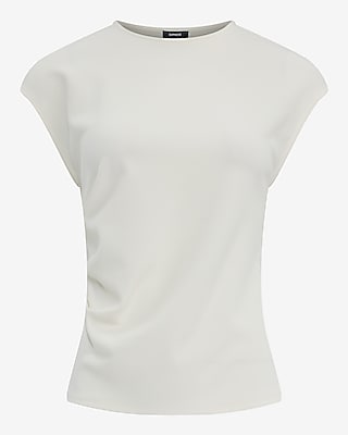 Signature Crepe Crew Neck Ruched Tank