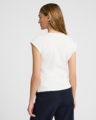 Signature Crepe Crew Neck Ruched Tank