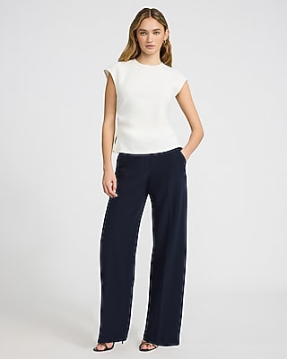 Signature Crepe Crew Neck Ruched Tank