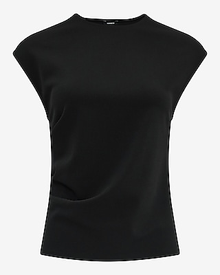 Crew Neck Ruched Tank in Signature Crepe