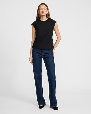 Crew Neck Ruched Tank in Signature Crepe