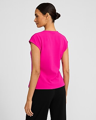 Signature Crepe Crew Neck Ruched Tank - image 2