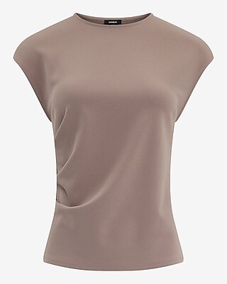 Signature Crepe Crew Neck Ruched Tank