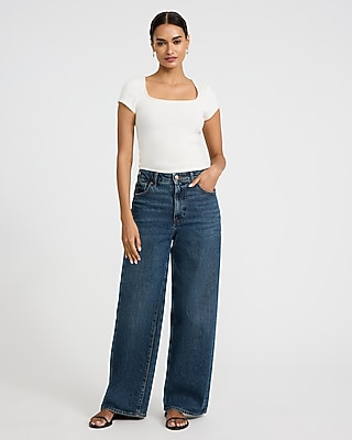 Pointelle Square Neck Short Sleeve Tee