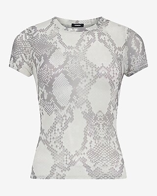 Mesh Snakeskin Crew Neck Short Sleeve Tee - image 4