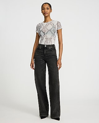 Mesh Snakeskin Crew Neck Short Sleeve Tee - image 3