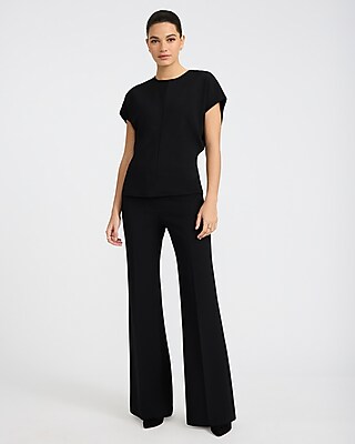 Studio Stretch Crepe Crew Neck Cap Sleeve Draped Tee - image 3