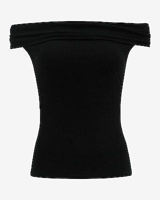 Ribbed Knit Off The Shoulder Twist Tee