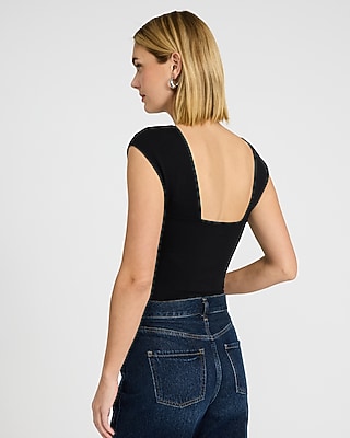 Body Contour Stretch Cotton Open Back Bodysuit