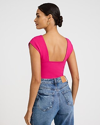 Body Contour Stretch Cotton Open Back Bodysuit