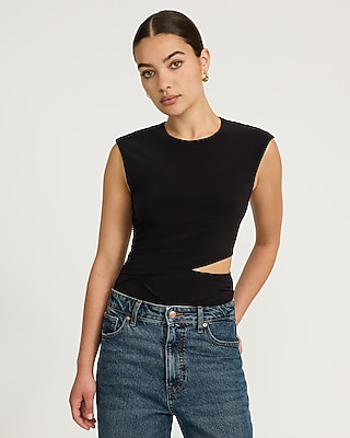 Crew Neck Cutout Ruched Bodysuit