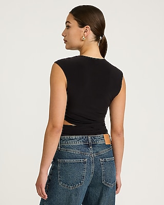 Crew Neck Cutout Ruched Bodysuit