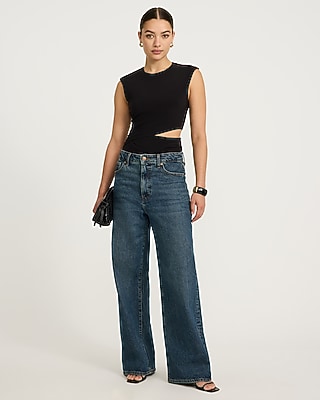 Crew Neck Cutout Ruched Bodysuit