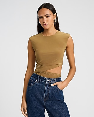 Crew Neck Cutout Ruched Bodysuit | Express