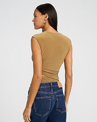 Crew Neck Cutout Ruched Bodysuit