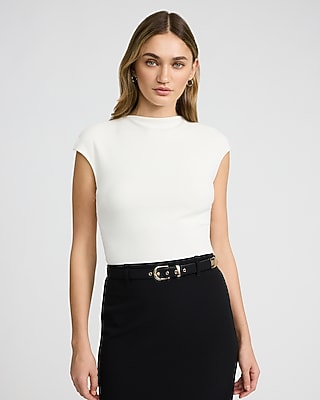 Studio Stretch Crepe Cap Sleeve Back Cutout Bodysuit