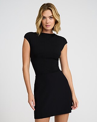 Studio Stretch Crepe Cap Sleeve Back Cutout Bodysuit