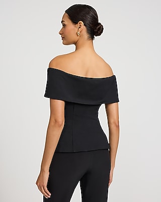 Signature Ponte Off The Shoulder Double Breasted Tailored Top - image 3