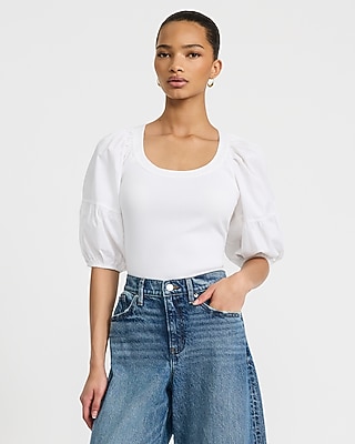 White Body Suits for Women: Strapless, Lace & Long Sleeve | Express