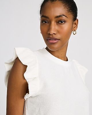 Crew Neck Ruffle Sleeve Tee - thumbnail 2