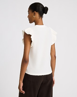 Crew Neck Ruffle Sleeve Tee - thumbnail 3