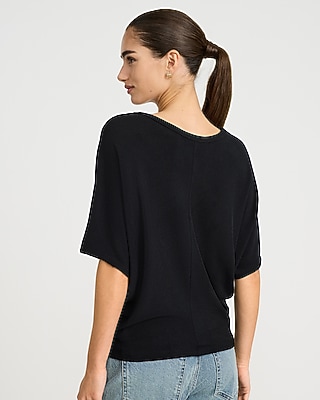 Crepe Off The Shoulder Short Sleeve Sweater