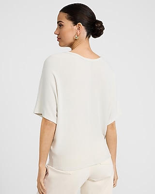 Crepe Off The Shoulder Short Sleeve Sweater - thumbnail 8