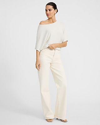 Crepe Off The Shoulder Short Sleeve Sweater - thumbnail 9