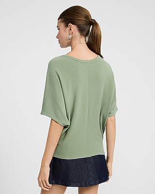 Crepe Off The Shoulder Short Sleeve Sweater