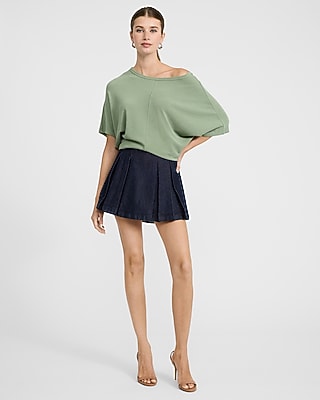 Crepe Off The Shoulder Short Sleeve Sweater