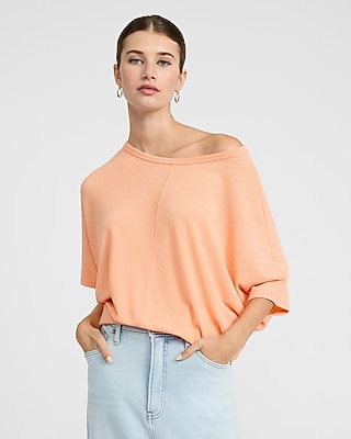 Crepe Off The Shoulder Short Sleeve Sweater