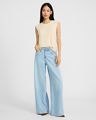 Textured Crochet Crew Neck Cap Sleeve Top - image 4
