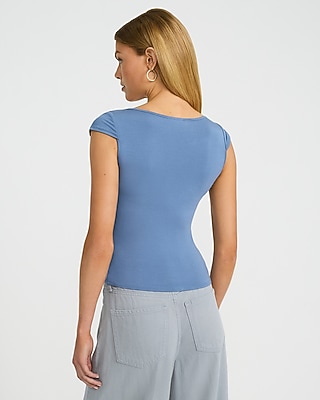Scoop Neck Cap Sleeve Ruched Front Top - image 2