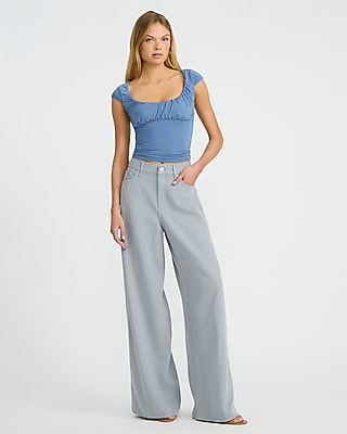Scoop Neck Cap Sleeve Ruched Front Top - image 3