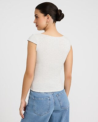 Scoop Neck Cap Sleeve Ruched Front Top