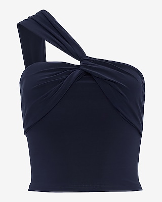 One Shoulder Twist Cropped Tank