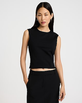 Satin Seamed V-neck Cross-back Downtown Cami | Express