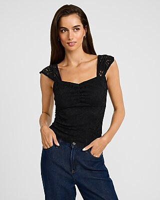 Lace Sweetheart Cap Sleeve Tee - image 2