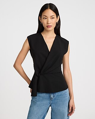 Crepe Sleeveless Wrap Tie Top - image 5