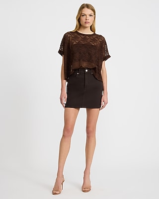 Sheer Lace Crew Neck Short Sleeve Oversized Tee