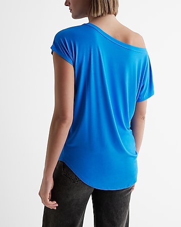 WOMEN'S OPEN BACK LONG SLEEVE TOP, French Blue, T-Shirts & Tops