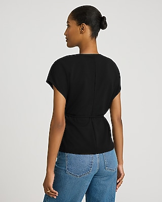 V-Neck Tie Waist Wrap Top - image 2